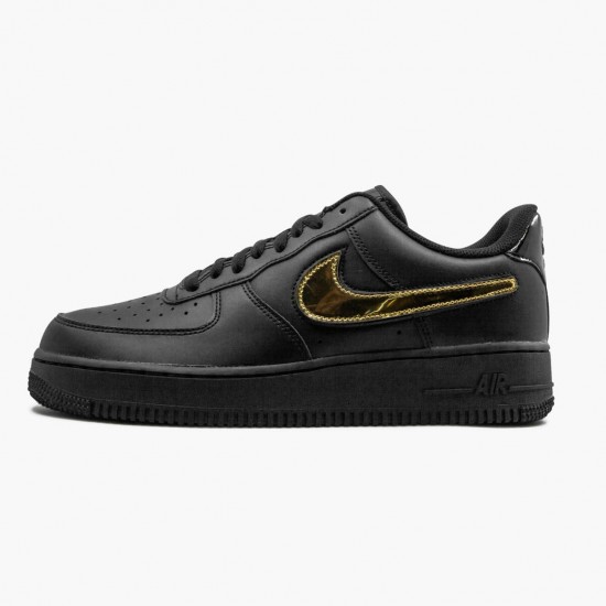 Select and Buy Nike Air Force 1 Black Metallic Gold Removable Swoosh Pack CT2252 001 Men/Women Shoes In Ireland