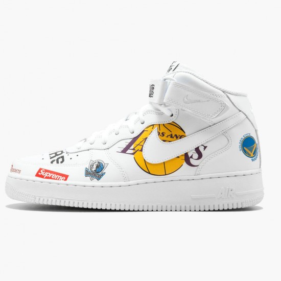 Click To Buy Nike Air Force 1 Mid Supreme NBA White AQ8017 100 Men/Women Shoes In Ireland