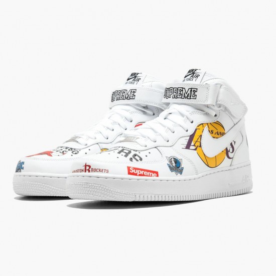 Click To Buy Nike Air Force 1 Mid Supreme NBA White AQ8017 100 Men/Women Shoes In Ireland