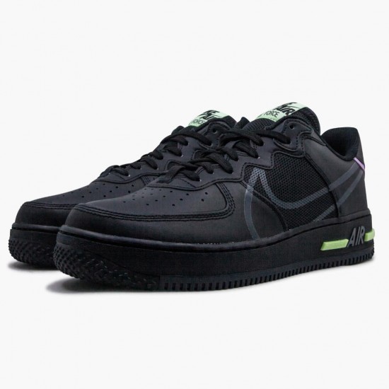 Order To Buy Nike Air Force 1 React Black Violet Star Barely Volt CD4366 001 Men/Women Shoes In Ireland