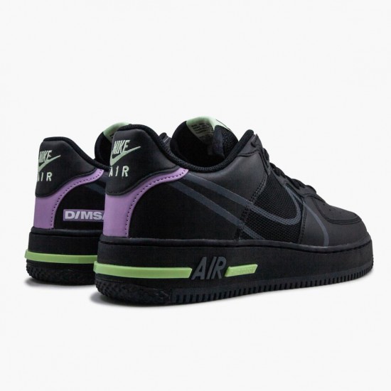 Order To Buy Nike Air Force 1 React Black Violet Star Barely Volt CD4366 001 Men/Women Shoes In Ireland