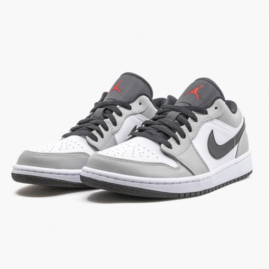 Click To Buy Nike Air Jordan 1 Retro Low Light Smoke Grey Men/Women 553558 030 Lt Smoke Grey/Gym Red-White Shoes In Ireland