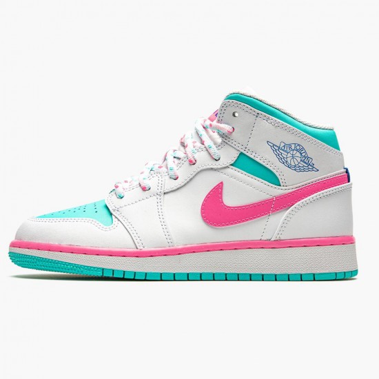 Order To Buy Nike Air Jordan 1 Mid Digital Pink WMNS White/Digital Pink-Aurora Gree 555112 102 Shoes In Ireland