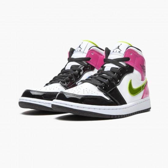 Click To Buy Nike Air Jordan 1 Mid White Black Cyber Pink CZ9834 100 Shoes In Ireland