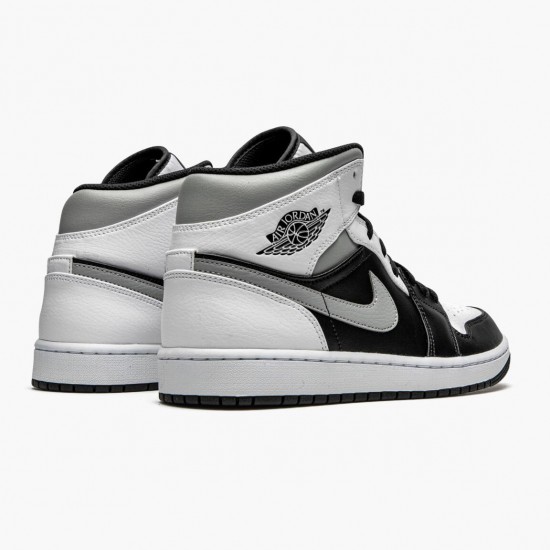 Click To Order Nike Air Jordan 1 Mid White Shadow Men/Women Black/White-Lt Smoke Grey 554724 073 Shoes In Ireland