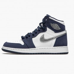 Nike Air Jordan 1 Retro High COJP "Midnight Navy" Men/Women White/Midnight Navy/Metallic S DC1788 100 Shoes In Ireland