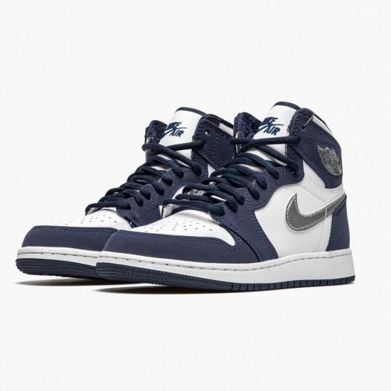 Order To Buy Nike Air Jordan 1 Retro High COJP Midnight Navy Men/Women White/Midnight Navy/Metallic S DC1788 100 Shoes In Ireland