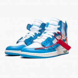 Nike Air Jordan 1 Retro High Off-White "University Blue" Men/Women AQ0818 148 White/Dark Powder Blue-Cone Shoes In Ireland