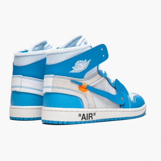 Click To Buy Nike Air Jordan 1 Retro High Off-White University Blue Men/Women AQ0818 148 White/Dark Powder Blue-Cone Shoes In Ireland