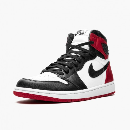 Click To Buy Nike Air Jordan 1 High OG Satin Black Toe Black/Black-White-Varsity Red CD0461 016 Men/Women Shoes In Ireland