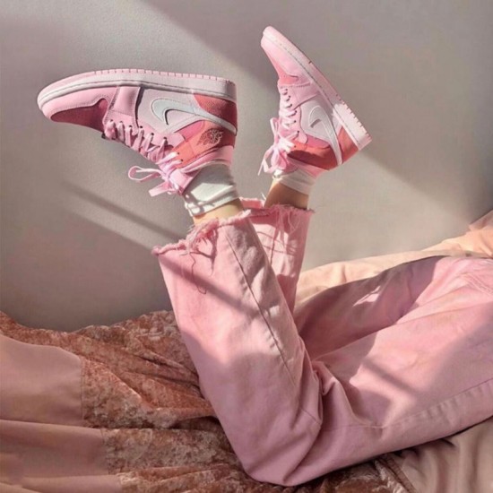 Click To Order Nike Air Jordan 1 Mid Digital Pink Digital Pink/White-Pink Foam-Sail CW5379 600 WMNS Shoes In Ireland