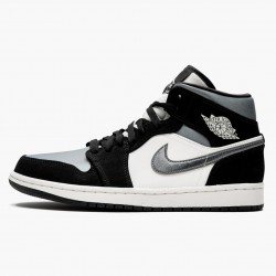 Nike Air Jordan 1 Mid "Satin Grey Toe" Black/Anthracite-Sail 852542 011 Shoes In Ireland