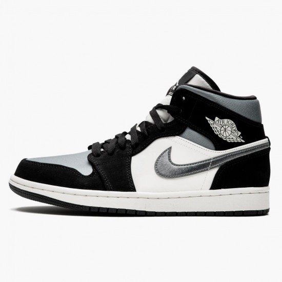 Select and Buy Nike Air Jordan 1 Mid Satin Grey Toe Black/Anthracite-Sail 852542 011 Shoes In Ireland