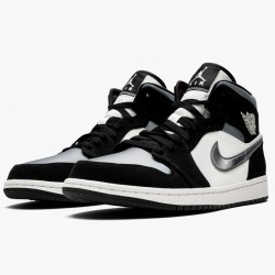 Nike Air Jordan 1 Mid "Satin Grey Toe" Black/Anthracite-Sail 852542 011 Shoes In Ireland