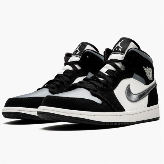 Select and Buy Nike Air Jordan 1 Mid Satin Grey Toe Black/Anthracite-Sail 852542 011 Shoes In Ireland