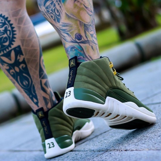 Order To Buy Nike Air Jordan 12 Retro Chris Paul Class of 2003 Men 130690 301 Olive Canvas/Sail/Black-Metall Shoes In Ireland