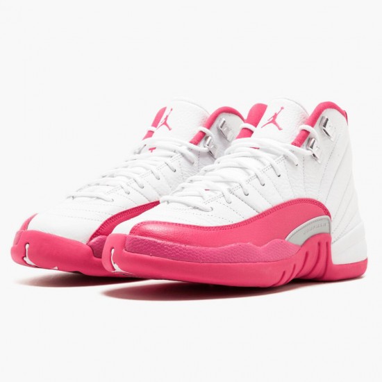 Click To Buy Nike Air Jordan 12 Retro Dynamic Pink WMNS 510815 109 White/Vivid Pink-Mtllc Silver Shoes In Ireland