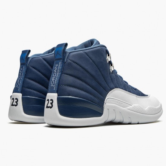 Order To Buy Nike Air Jordan 12 Retro Indigo Men 130690 404 Stone Blue/Legend Blue-Obsidia Shoes In Ireland