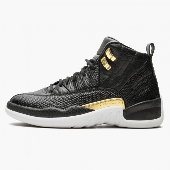 Choose To Buy Nike Air Jordan 12 Retro Reptile Men/Women AO6068 007 Black/Metallic-Gold White Shoes In Ireland