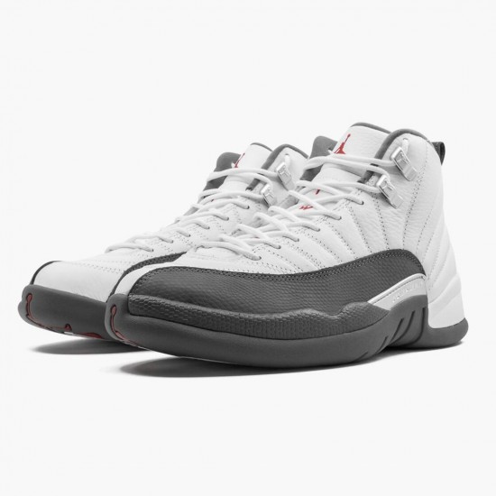 Order To Buy Nike Air Jordan 12 Retro White Dark Grey Men 130690 160 White/Dark Grey-Gym Red Shoes In Ireland