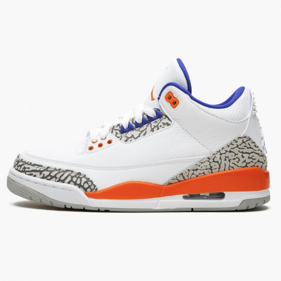 Click To Buy Nike Air Jordan 3 Retro Knicks Men/Women 136064 148 White/Old Royal University Ora Shoes In Ireland