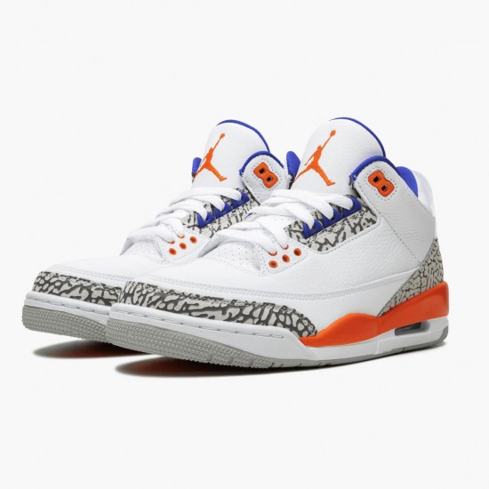 Click To Buy Nike Air Jordan 3 Retro Knicks Men/Women 136064 148 White/Old Royal University Ora Shoes In Ireland