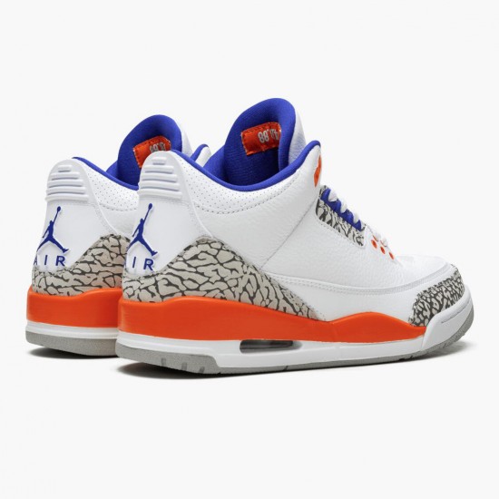 Click To Buy Nike Air Jordan 3 Retro Knicks Men/Women 136064 148 White/Old Royal University Ora Shoes In Ireland