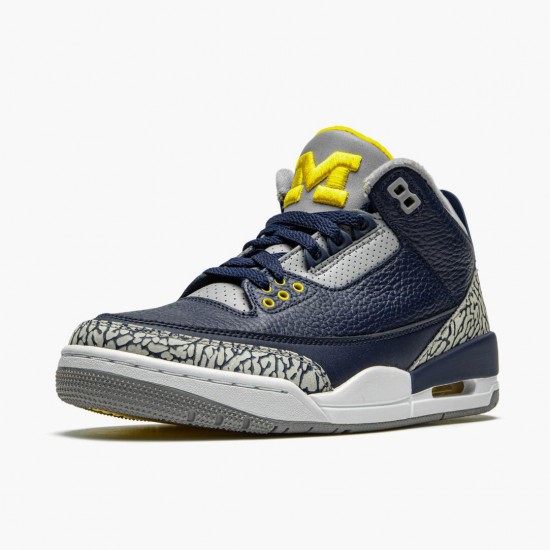 Choose To Buy Nike Air Jordan 3 Retro Michigan Men 820064 Black/University Gold-Cement G Shoes In Ireland