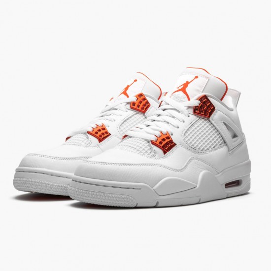 Choose To Buy Nike Air Jordan 4 Retro Metallic Orange Men/Women CT8527 118 White/Team Orange-Metallic Sil Shoes In Ireland