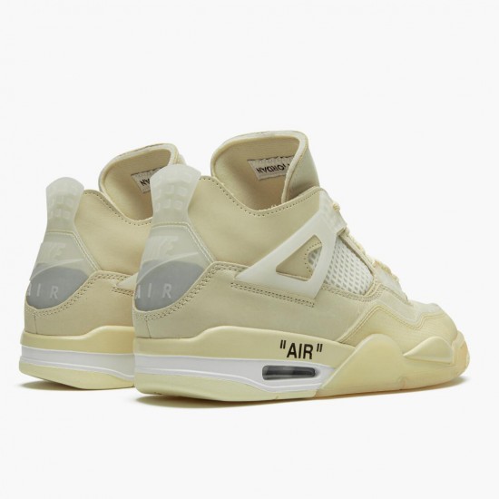 Click To Order Nike Air Jordan 4 Retro Off-White Sail Men/Women Sail/Muslin-White-Black CV9388 100 Shoes In Ireland