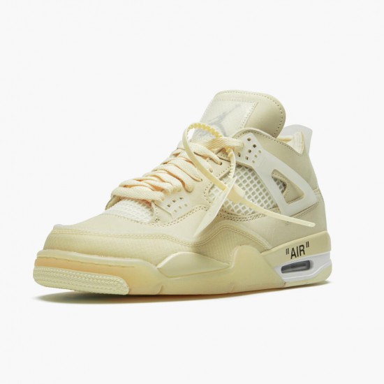 Click To Order Nike Air Jordan 4 Retro Off-White Sail Men/Women Sail/Muslin-White-Black CV9388 100 Shoes In Ireland