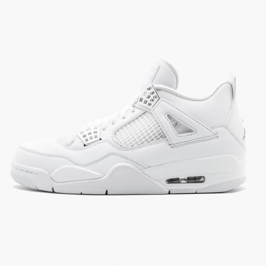 Choose To Buy Nike Air Jordan 4 Retro Pure Money Men/Women 308497 100 White/Metallic Silver Shoes In Ireland