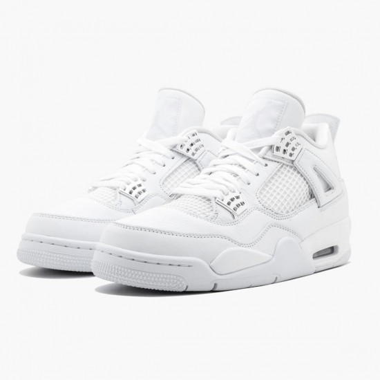 Choose To Buy Nike Air Jordan 4 Retro Pure Money Men/Women 308497 100 White/Metallic Silver Shoes In Ireland