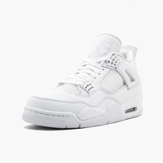 Choose To Buy Nike Air Jordan 4 Retro Pure Money Men/Women 308497 100 White/Metallic Silver Shoes In Ireland