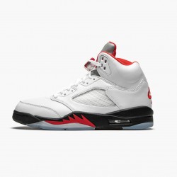 Nike Air Jordan 5 Retro "Fire Red Silver Tongue" Men True White/Fire Red-Black DA1911 102 Shoes In Ireland