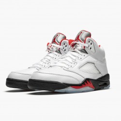 Nike Air Jordan 5 Retro "Fire Red Silver Tongue" Men True White/Fire Red-Black DA1911 102 Shoes In Ireland