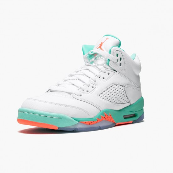 Click To Order Nike Air Jordan 5 Retro Light Aqua Men/Women White/Crimson Pulse-Light Aqua 440892 100 Shoes In Ireland