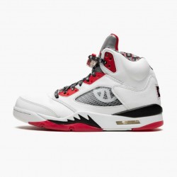 Nike Air Jordan 5 Retro Quai 54 2021 Men/Women White/University Red-Black DJ7903 106 Shoes In Ireland