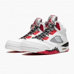 Nike Air Jordan 5 Retro Quai 54 2021 Men/Women White/University Red-Black DJ7903 106 Shoes In Ireland