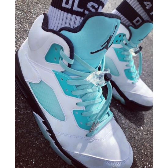 Select and Buy Nike Air Jordan Retro 5 Island Green Men/Women White/Black-White-Island Green CN2932 100 Shoes In Ireland