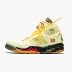 OFF-WHITE x Nike Air Jordan 5 Retro "Sail" Men Sail/Fire Red-Muslin-Black DH8565 100 Shoes In Ireland