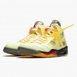 OFF-WHITE x Nike Air Jordan 5 Retro "Sail" Men Sail/Fire Red-Muslin-Black DH8565 100 Shoes In Ireland